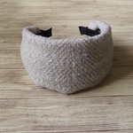 ツイードウールのシンプルな幅広カチューシャ（グレー・ベージュ系）