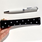 おっしゃれ〜❣️超スリムクリアペンケース　ダークネイビースター柄⭐️ラミネート生地と裏面クリア生地　16cmファスナー