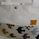 かもめシルエット☆たっぷりトートバッグ☆帆布＆本革タグ
