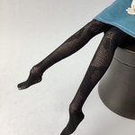 黒　ヒョウ柄　ドールソックス14cm
