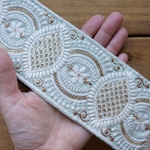 60cmカット済【インド刺繍リボン】シルク　刺繍　リボン　りぼん   【ピスタチオ】