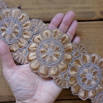 【50cmカット済み】オーガンジー刺繍リボン 【ブラウン】