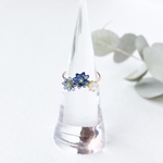 -Jewelry Flower-  ブルーデージーとオパールのワイヤーリング(10月誕生石)