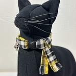 ＜猫首輪＞タータンチェックのにゃんこマフラー・イエロー