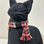 ＜猫首輪＞タータンチェックのにゃんこマフラー・定番レッド