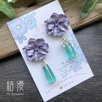 和風・紫炎の華に蝶/ピアス/ノンホールピアス
