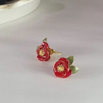 [ﾃﾞｨｯﾌﾟﾌﾗﾜｰ]赤椿ピアス/イヤリング(貼り付け)