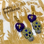 Día de Muertos “Calavera” with Purple Jade   死者の日 カラベラ パープルジェイド 耳飾り