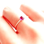 天然石　ザンビア産　アメジスト　爪留めリング　指輪