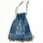 ◆Levi'sデニムパッチワークリメイクバンダナ巾着バッグ　2wayクラッチB◆