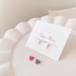 〔♡〕today's レザーflowerピアス/イヤリング　ダークブラウン&ネイビー