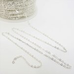 チェーン 3m あずき★as01/ホワイトシルバー★幅約1.6mm 小判チェーン アクセサリーチェーン