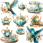 美しい茶器　青鳥のフレークシール 
