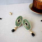 ビーズ刺繍𓍯greenエスニックピアス