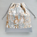 35×30  お着替え袋  巾着　うさぎさんのぬいぐるみ　くすみカラー　うさぎ