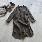 【秋SALE】後ギャザーのゆったりプルオーバーシャツ＊french linen 