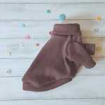 リブニットのハイネックカットソー  (ダークブラウン） ✂️オーダー制作です。