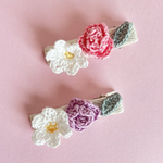 🥀flower  ベビーヘアクリップ  2個  花（キッズ　ヘアピン　やっとこピン　バラ　はな　ピンク）