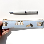 ラミネートスリムペンケース❣️ねこちゃんズ😻ウォーターブルー裏面クリア生地　20cmファスナー