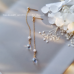 揺れる ピアス イヤリング  スワロフスキー パールピアス パールイヤリング 華奢  可愛い  シンプル  ロング  ピアス  イヤリング