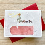 🎄透明水彩画　2枚セット「大きなクリスマスブーツ」北欧イラスト　ミニカード　ミニクリスマスカード　クリスマス　クリスマスギフト　バースデーカード　クリスマスカード　冬　雪🎄