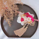 ～祝い華･一(紅白･紅)～ ペット用アクセサリー ペット用チョーカー ペット用ヘッドドレス ペット用ヘアアクセサリー ペット用帯飾り お正月 七五三 お年賀 撮影会 結婚式 着物 犬 猫 つまみ細工