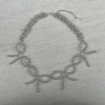 4ribbon silver necklace/choker