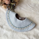 【アウトレット品】グレー刺繍まんまるスタイ　360°スタイ　つけ襟