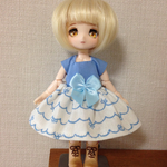 オビツ11サイズ　リボンリボンワンピース/あお