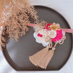 ～祝い華･二(紅白･紅)～ ペット用アクセサリー ペット用チョーカー ペット用ヘッドドレス ペット用ヘアアクセサリー ペット用帯飾り お正月 七五三 お年賀 撮影会 結婚式 着物 犬 猫 つまみ細工
