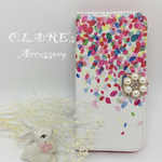  iPhone6/6s plus/5s/SE手帳型ケース*花びら散り*パールビジュー
