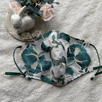 《刺繍レースマスク》ビリジアン🟢深緑💚ダークグリーン 和装にも 抗菌加工両面！クレンゼ