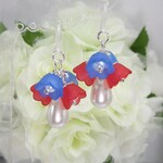 ☆☆トリコロールカラーフラワー☆ピアス（樹脂フック）