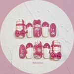 ネイルチップ『チェック×リボン』量産型ネイル rose pink