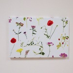 野草花柄ファブリックパネル＊45cm×30cm＊ホワイト
