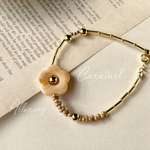 〈ﾋﾞｰｽﾞﾌﾞﾚｽﾚｯﾄ〉マーブルフラワー🍮caramel