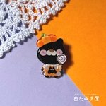 ハロウィン限定🎃ジャックオーランタン黒ねこさんのブローチ