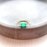 天然石　グリーンオニキス　4×6mm 爪留めリング　指輪 silver925 18kg