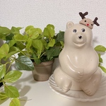 《しろくま貯金箱》トナカイの帽子