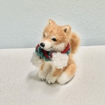 ⁂ ちょこっとおすわり柴犬⁂ クリスマス　羊毛フェルト