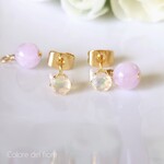 再販★SUS316L✥プレシャスオパール4mmとクンツァイトの２wayピアス✥アレルギー対応