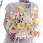 (宅配便無料)ダリア、カラーの☆クラッチブーケ☆ブートニア付き