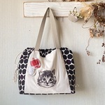 cat head トート巾着バッグ*猫の巾着バッグ