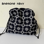 ミナペルホネン  anemone dark navy ハンドメイドエアリーポシェット