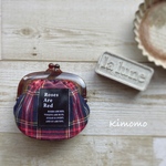 レトロなプラスチックがま口＊ぷっくり×タータンチェックネイビー