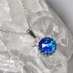 【再販・水晶×人工オパール】翠ノ国の錬晶装具『氷彩晶の首飾り』蒼碧