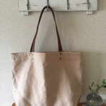 リネン帆布のシンプルトートバックL ベージュ
