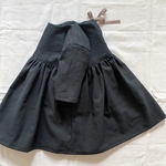  全11色／受注製作オーダーメイド【子供服80cm、90cm、100cm、110cm、120cm、130cm、140cm】ニュアンスカラーキャンバスハーフリネン子供用ヨークワンピース　七部袖