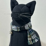 ＜猫首輪＞タータンチェックのにゃんこマフラー・ホワイト×グリーン