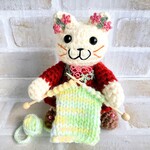 ２０２３秋☆～冬に備えてせっせと編み物猫さん♪【テラコッタ】